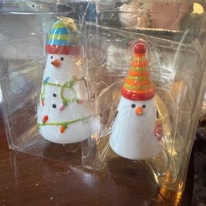 Festive Snowman Crate and Barrel salt and pepper shakers